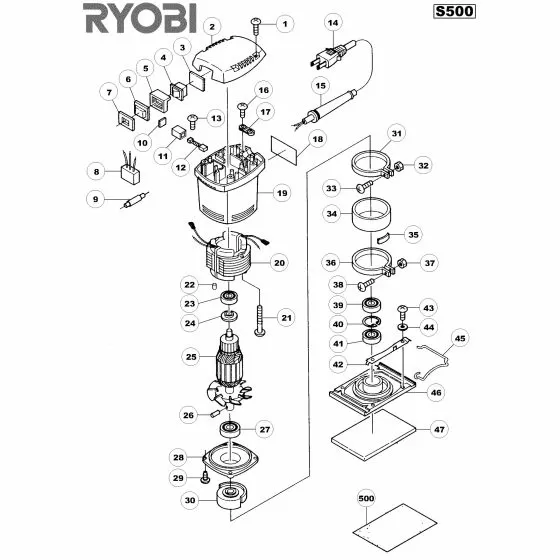 Ryobi S50 Spare Parts List Type: 1000018276